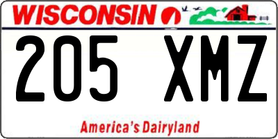 WI license plate 205XMZ