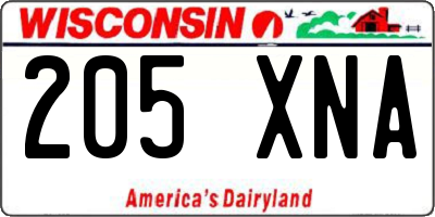 WI license plate 205XNA