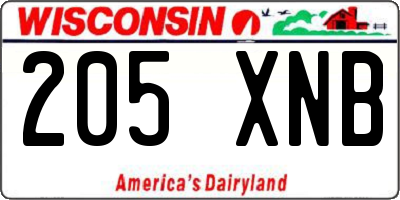 WI license plate 205XNB