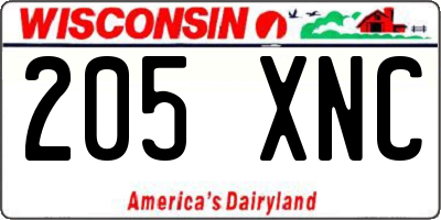WI license plate 205XNC