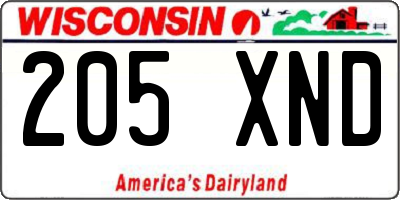 WI license plate 205XND