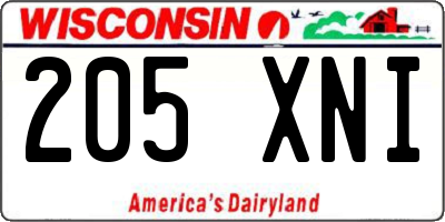 WI license plate 205XNI