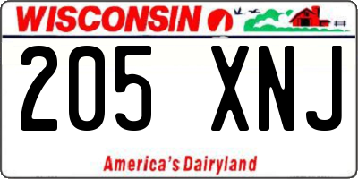 WI license plate 205XNJ