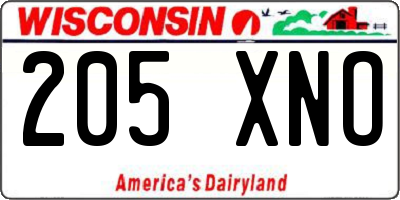 WI license plate 205XNO