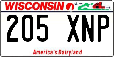 WI license plate 205XNP