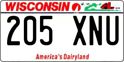 WI license plate 205XNU