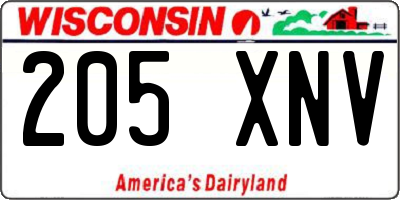 WI license plate 205XNV