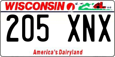 WI license plate 205XNX