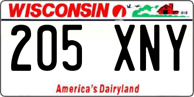 WI license plate 205XNY