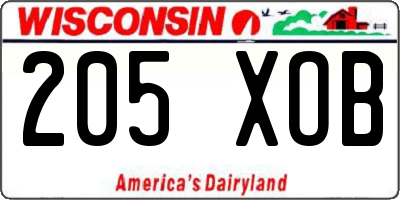 WI license plate 205XOB
