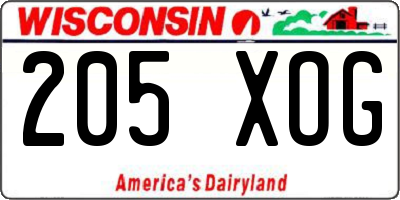 WI license plate 205XOG