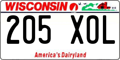 WI license plate 205XOL