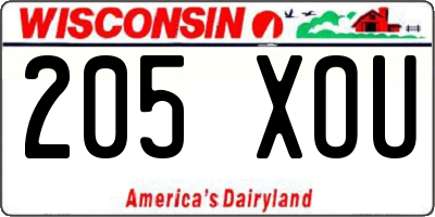 WI license plate 205XOU