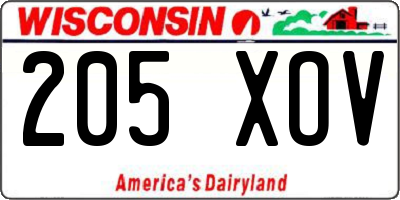 WI license plate 205XOV