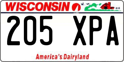 WI license plate 205XPA