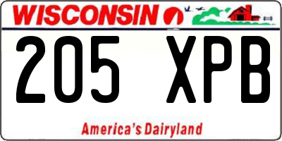 WI license plate 205XPB