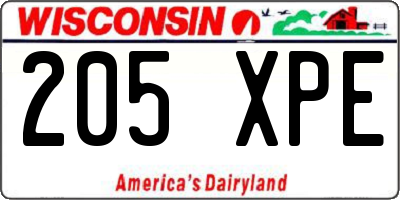 WI license plate 205XPE