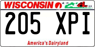 WI license plate 205XPI