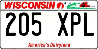 WI license plate 205XPL