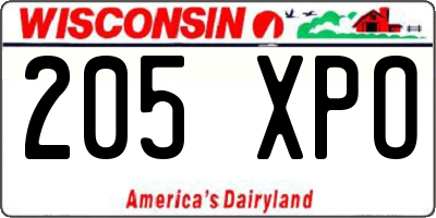 WI license plate 205XPO