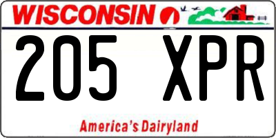 WI license plate 205XPR