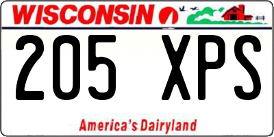 WI license plate 205XPS