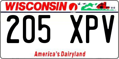 WI license plate 205XPV