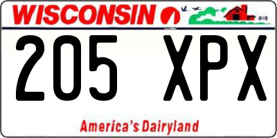 WI license plate 205XPX