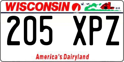 WI license plate 205XPZ