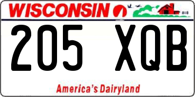 WI license plate 205XQB