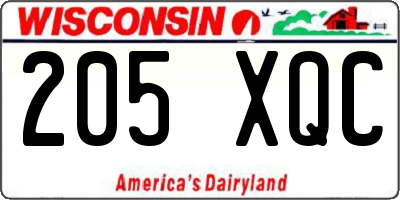 WI license plate 205XQC