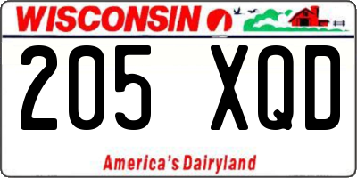 WI license plate 205XQD