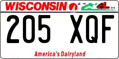 WI license plate 205XQF