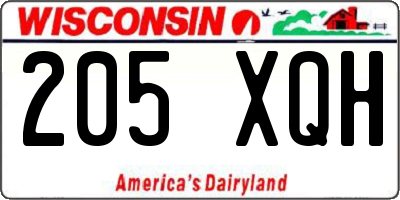 WI license plate 205XQH