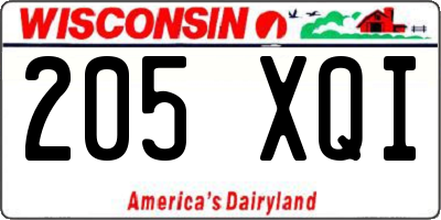 WI license plate 205XQI