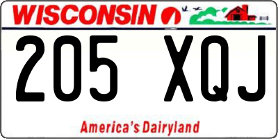 WI license plate 205XQJ