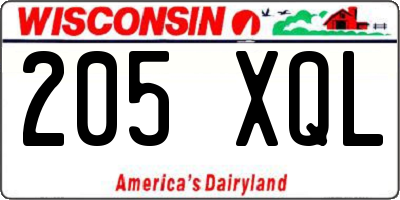 WI license plate 205XQL