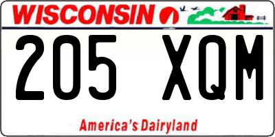 WI license plate 205XQM