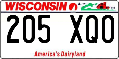 WI license plate 205XQO