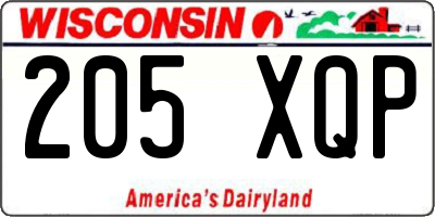 WI license plate 205XQP