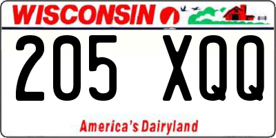 WI license plate 205XQQ