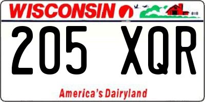 WI license plate 205XQR
