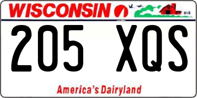 WI license plate 205XQS