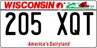 WI license plate 205XQT