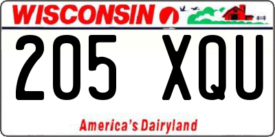 WI license plate 205XQU