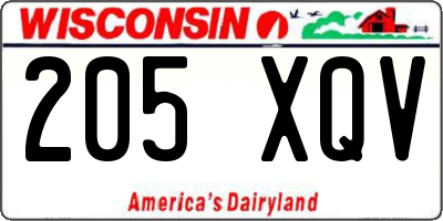 WI license plate 205XQV