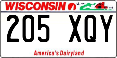 WI license plate 205XQY