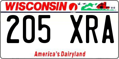 WI license plate 205XRA
