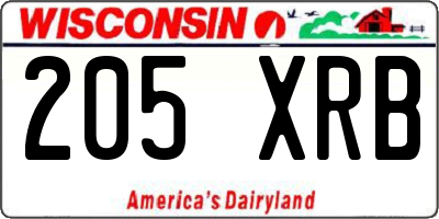 WI license plate 205XRB