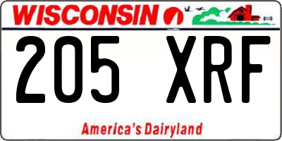 WI license plate 205XRF